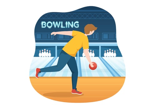 Bowling Game Illustration with Pins, Balls and Scoreboards in a Sport Club for Web Banner or Landing Page in Flat Cartoon Hand Drawn Templates vector
