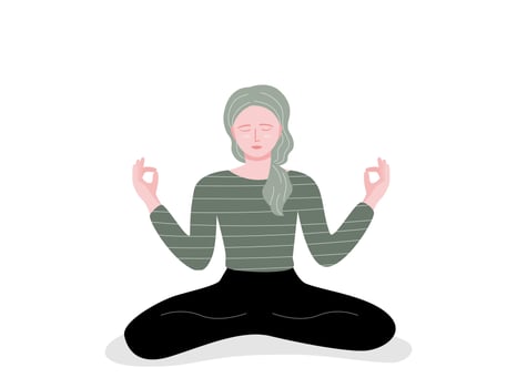 Isolated of a woman sitting on the floor and doing meditate in vector illustration in flat style.