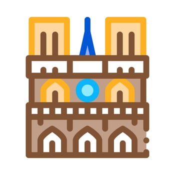 notre dame de paris icon vector outline illustration