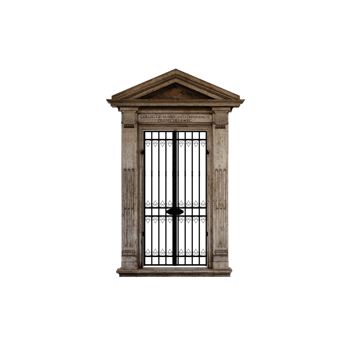 Antique arch with iron gates png