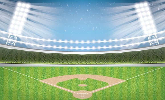 Baseball Stadium with Neon Lights. Arena. vector