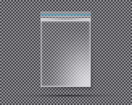 Transparent Nylon or Polyethylene Bag with Lock or Zip. vector