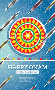 Onam Boat Festival Background. South India Kerala Festival. vector