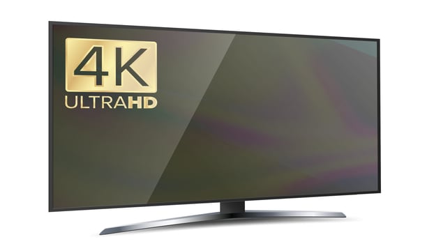 4K Screen Resolution Smart TV. Ultra HD Monitor Isolated On White Illustration vector