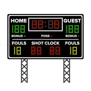 American Football Scoreboard. Time, Guest, Home. Electronic Wireless Scoreboard Timer. Vector Illustration