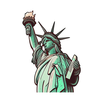 Cartoon sticker the Statue of Liberty in New York City png