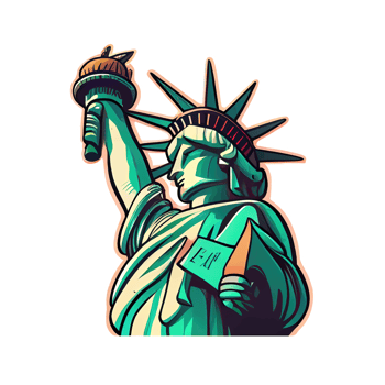 Cartoon sticker the Statue of Liberty in New York City png