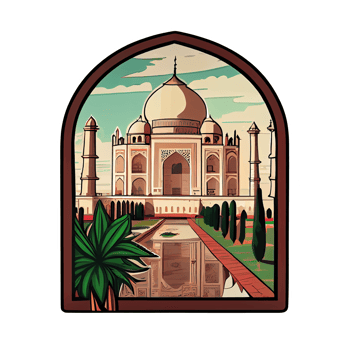 Cartoon sticker of the Taj Mahal in Agra, India png