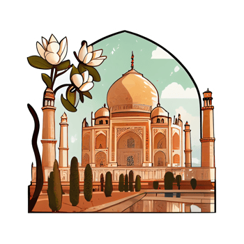 Cartoon sticker of the Taj Mahal in Agra, India png