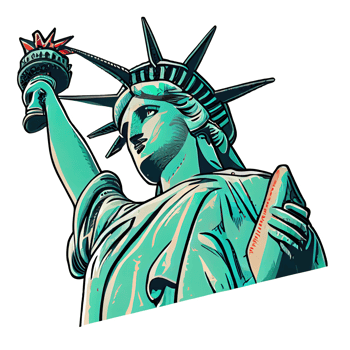 Cartoon sticker the Statue of Liberty in New York City png