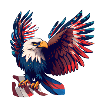 Patriotic eagle illustration cartoon sticker, symbolizes freedom and strength. png