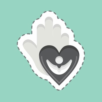Sticker line cut Caring For People. related to Psychological symbol. simple illustration. emotions, empathy, assistance vector