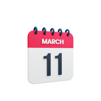 March Realistic Calendar Icon 3D Illustration Date March 11 png
