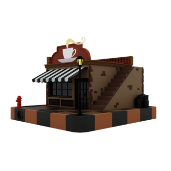 Stylized cartoon cafe png