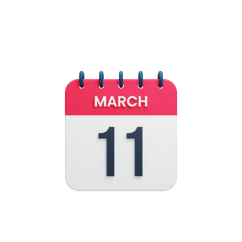 March Realistic Calendar Icon 3D Illustration Date March 11 png