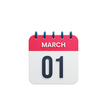 March Realistic Calendar Icon 3D Illustration Date March 01 png