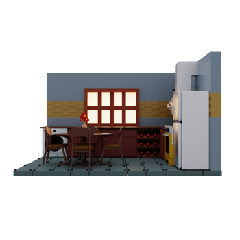 Stylized Cartoon Kitchen png