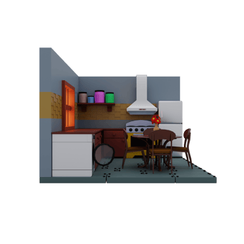 Stylized Cartoon Kitchen png