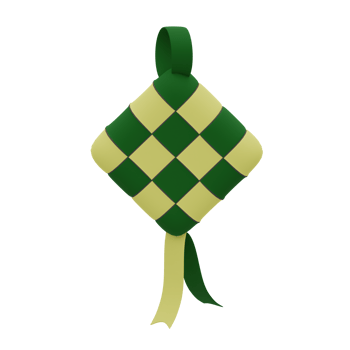 3d rendering green yellow islamic ketupat perfect for muslim design project png