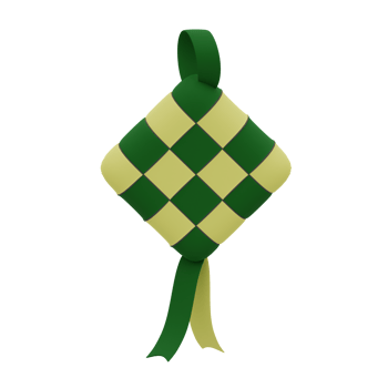 3d rendering green yellow islamic ketupat perfect for muslim design project png