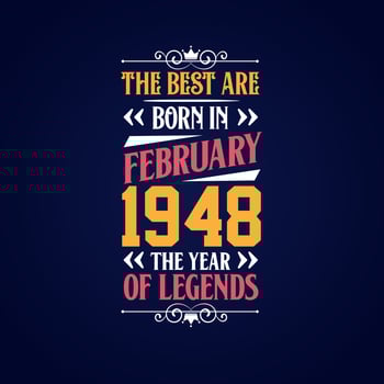Best are born in February 1948. Born in February 1948 the legend Birthday vector
