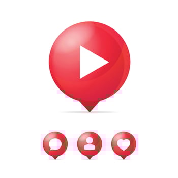 Realistic 3d Detailed Play Social Buttons Set. Vector
