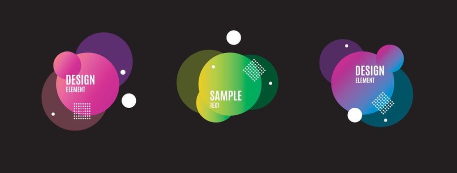 Circle Banner with Abstract Memphis Style Elements Set. Vector