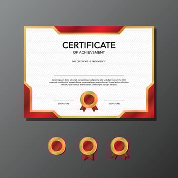 elegant red and gold certificate of achievement template vector