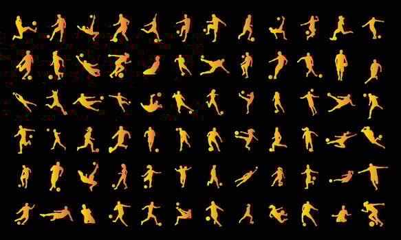 A set of vector set of football, soccer players.