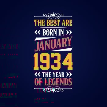 Best are born in January 1934. Born in January 1934 the legend Birthday vector