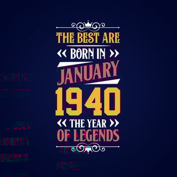 Best are born in January 1940. Born in January 1940 the legend Birthday vector