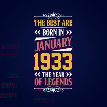 Best are born in January 1933. Born in January 1933 the legend Birthday vector