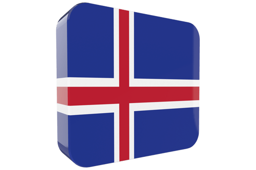 Iceland 3d Flag Icon on PNG Background