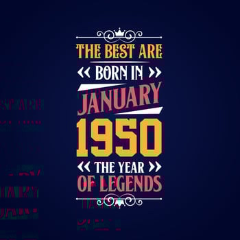 Best are born in January 1950. Born in January 1950 the legend Birthday vector