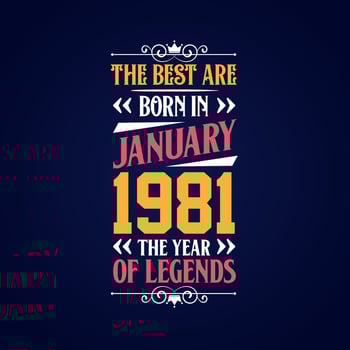 Best are born in January 1981. Born in January 1981 the legend Birthday vector