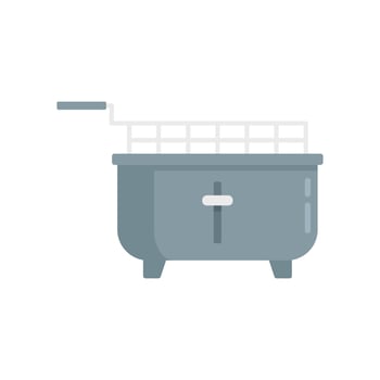 Deep fryer cooking icon flat vector. Fry basket vector