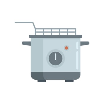 Deep fryer equipment icon flat vector. Oil basket vector
