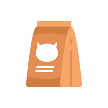 Cat food package icon flat vector. Dog feed vector