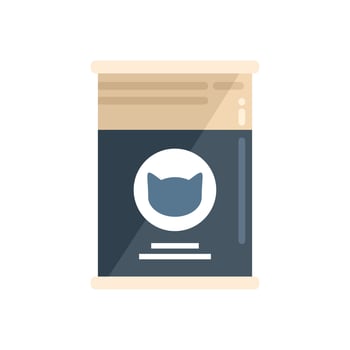 Cat food tin icon flat vector. Pet bowl vector