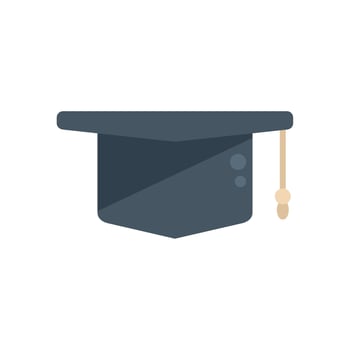 Graduation hat icon flat vector. Diploma graduation vector