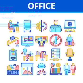 Office And Workplace Collection Icons Set Vector
