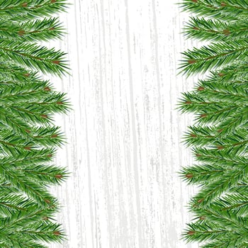 Modern abstract blank greeting card with green background with spruce branches. Vector illustration design. Christmas abstract pattern. Abstract background.