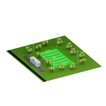 Cartoon isometric stadium model isolated png