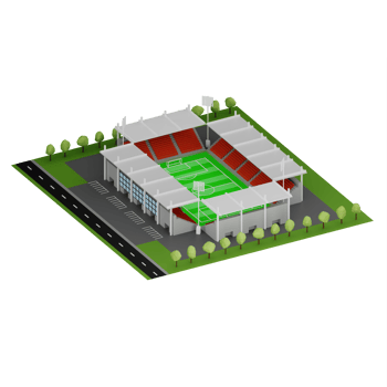 Cartoon isometric stadium model isolated png