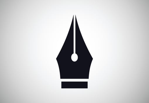Fountain pen writing logo design, Vector design concept