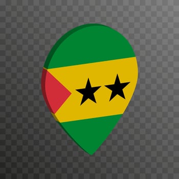 Map pointer with Sao Tome and Principe flag. Vector illustration.