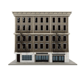 3d american style company apartment or building model isolated png