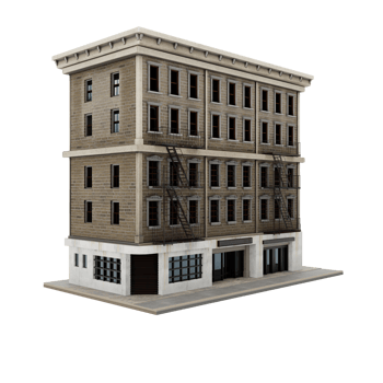 3d american style company apartment or building model isolated png