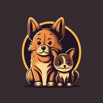 Cat and Dog characters logo mascot cartoon styled vector illustration