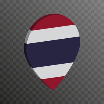 Map pointer with Thailand flag. Vector illustration.